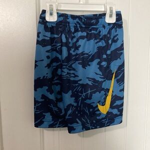 Nike Blue Camouflage Shorts with Yellow Logo